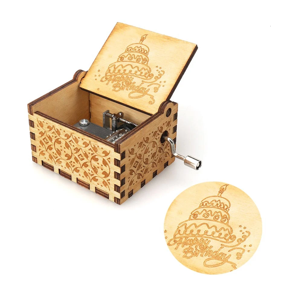 Different styles Wooden Hand Cranked Music Box Jurassic Can't Help Falling in Love Valentine's Day to Christmas Birthday Gift 2
