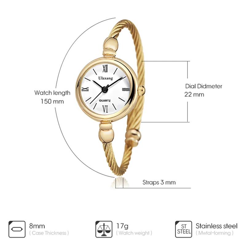 Moda di lusso bracciale rigido in oro orologi da donna orologi da polso al  quarzo da donna retrò in acciaio inossidabile orologio piccolo di marca  Ulzzang|Women's Watches| - AliExpress