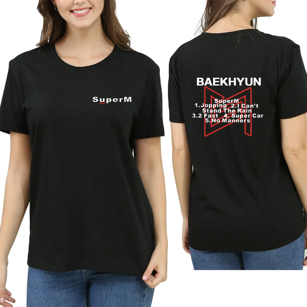 

Super M Short Sleeve Lovers T Shirt Women Tshirt Tee Shirt Femme Clothes Kpop Poster MARK Lucas 4XL Concert Tour Merchandise