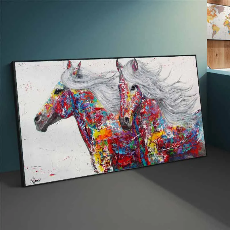 Modern Abstract Horse Oil Paintings on Canvas Colorful Wall Art Posters and Prints Animal Cuadros Pictures Home Decor | Дом и сад
