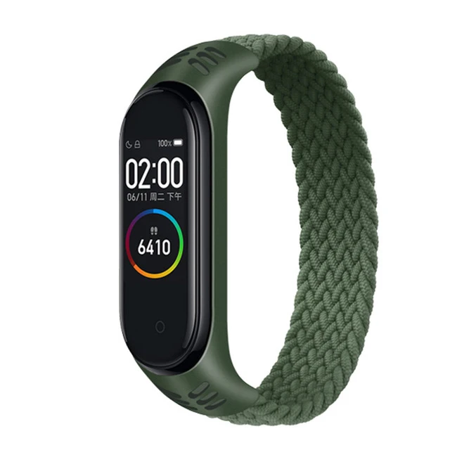 Nylon Braided Solo Loop for Xiaomi Mi band 5 6 Strap Bracelet belt Mi band 3 Miband 4 Wristband for xiaomi Mi band 7 5 watchband Green