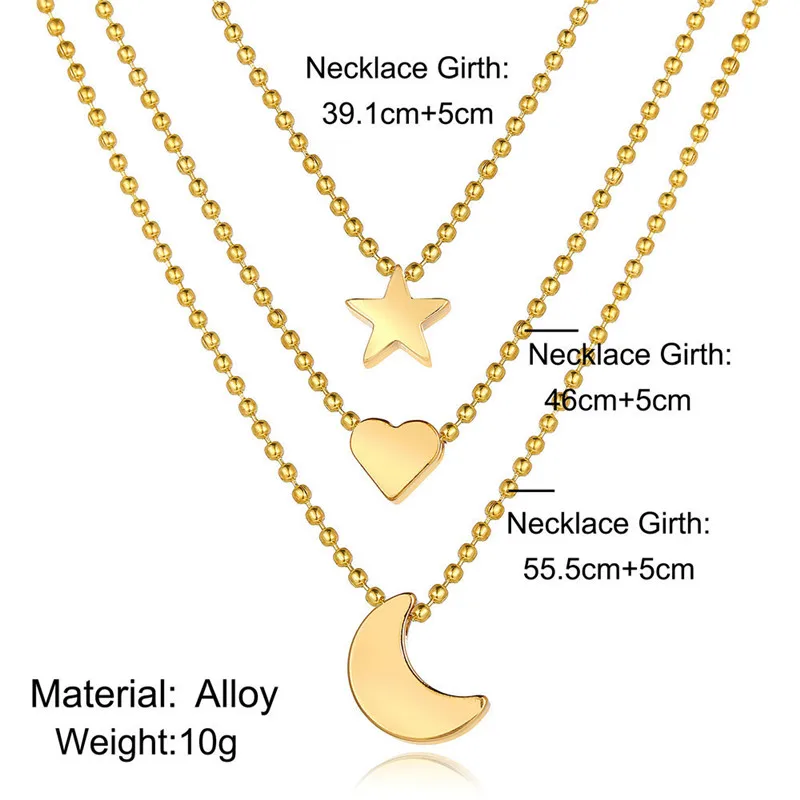 Woozu Bohemian Gold Moon Star Choker Pendant Necklace For Women 2019 Ethnic Multilayer Female Fashion Jewelry