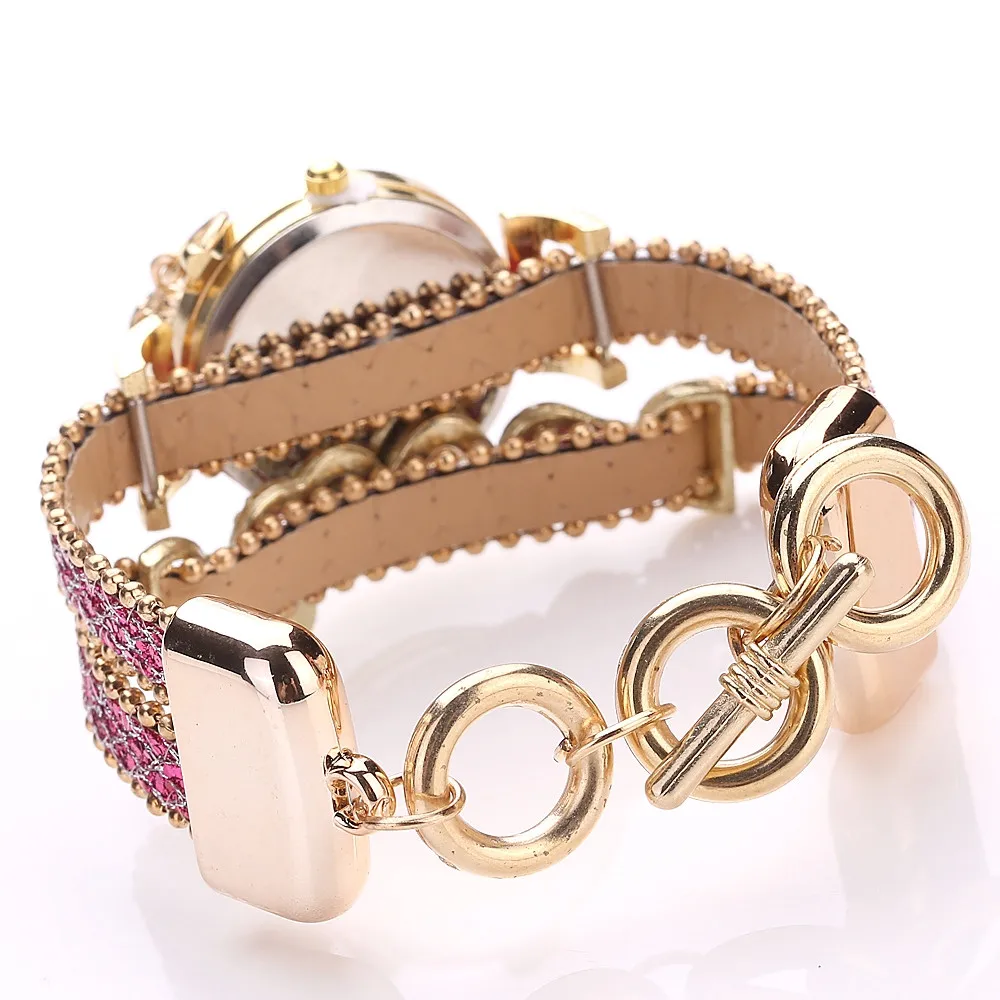 FanTeeDa — Montre bracelet en cuir pour femmes, marque de luxe à Quartz, strass, très tendance 5