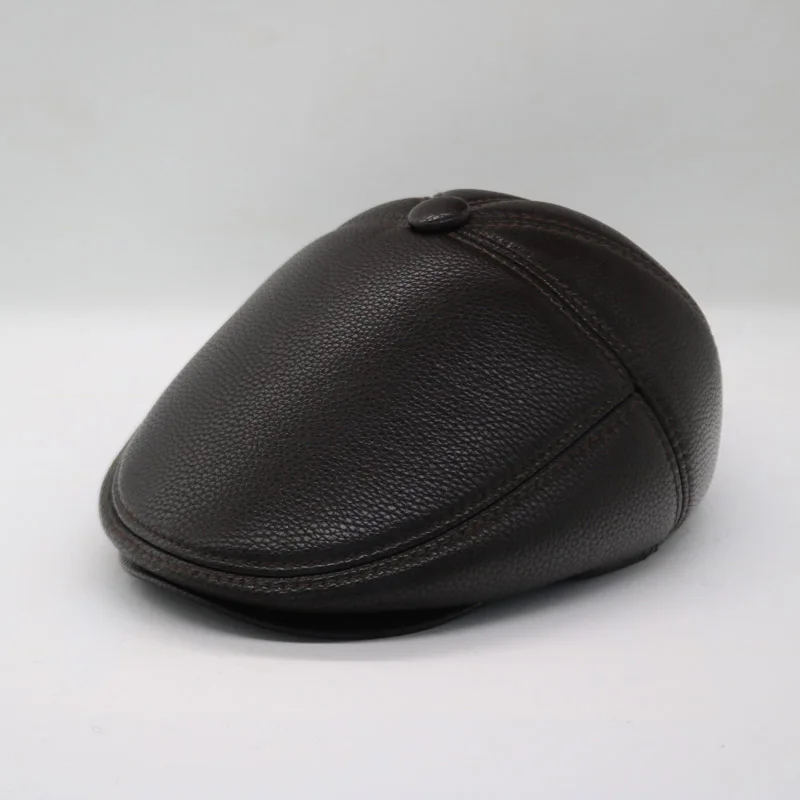 Winter Stylish New Men's Hat Wool Thick Warm Berets with Headphones Men Bone DAD Hat Trucker Winter Hats for Men - Цвет: brown