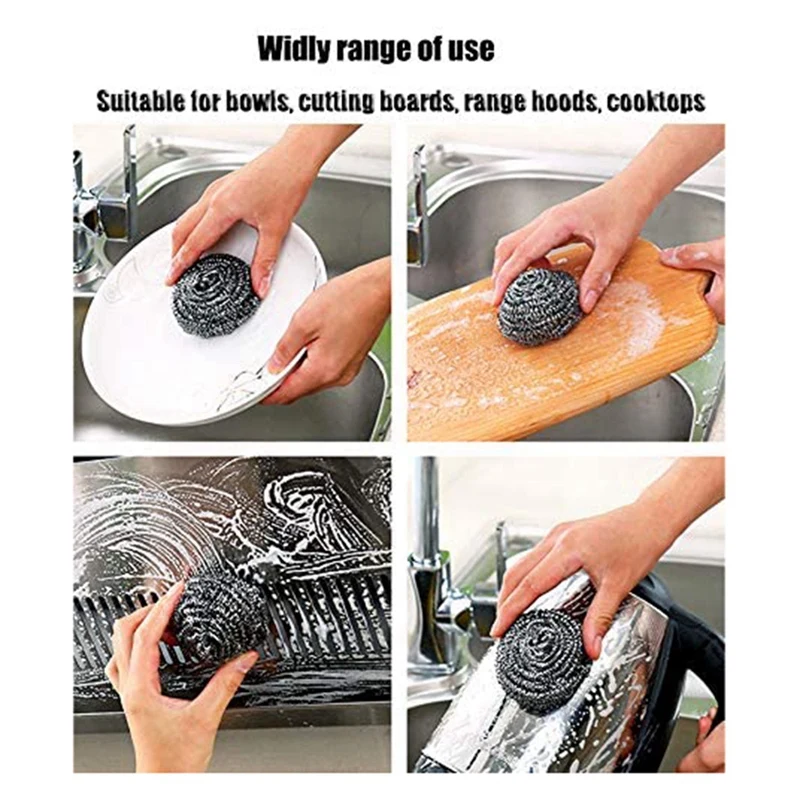 16 PCS Stainless Steel Sponges Scrubbers, Utensil Scrubber Scouring Pads Ball for Removing Rust Dirty Cookware Cleaner