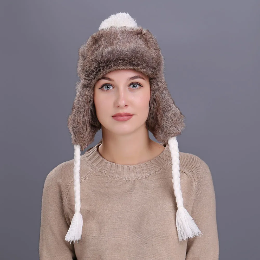 Новинка, женская шапка, зимняя, теплая, с ушками, для снежной погоды, лыжная, толстая, Вязанная, шерстяная шапочка, шапка, женская, зимняя, теплая, для женщин, высокое качество, шапка