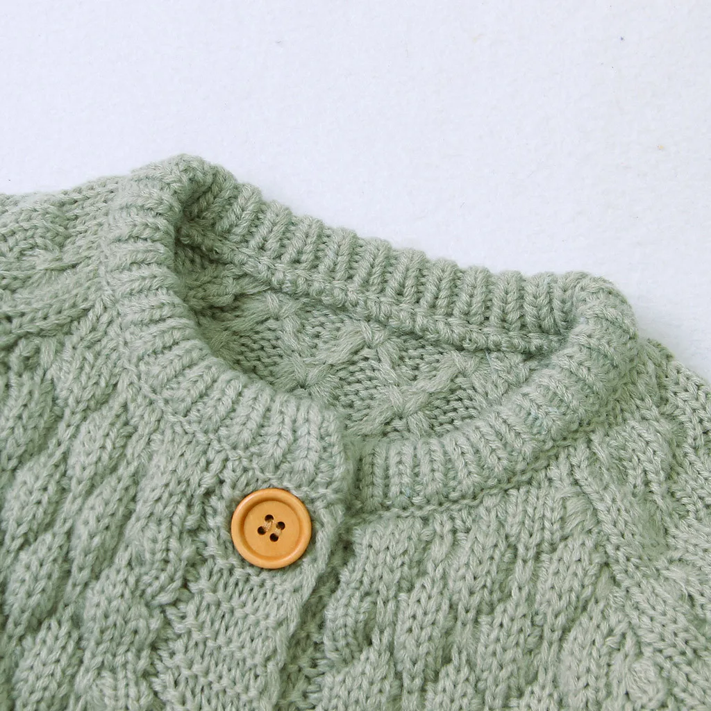 Детский зимний комбинезон, Одежда для новорожденных мальчиков и девочек, модный свитер на пуговицах, Теплый Вязаный комбинезон, комбинезон, одежда для маленьких девочек