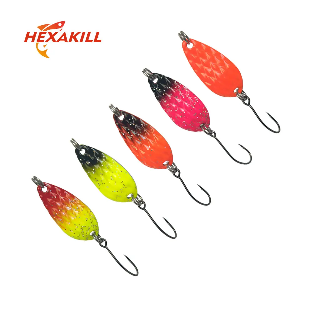 Hexakill 1pcs 1.4g/1.8g/2.2g/2.8g/3g/3.3g fishing metal colorful spoon baits metal spinner lure mini bait for trout single hook Hexakill 1pcs 1.4g/1.8g/2.2g/2.8g/3g/3.3g fishing metal colorful spoon baits metal spinner lure mini bait for trout single hook