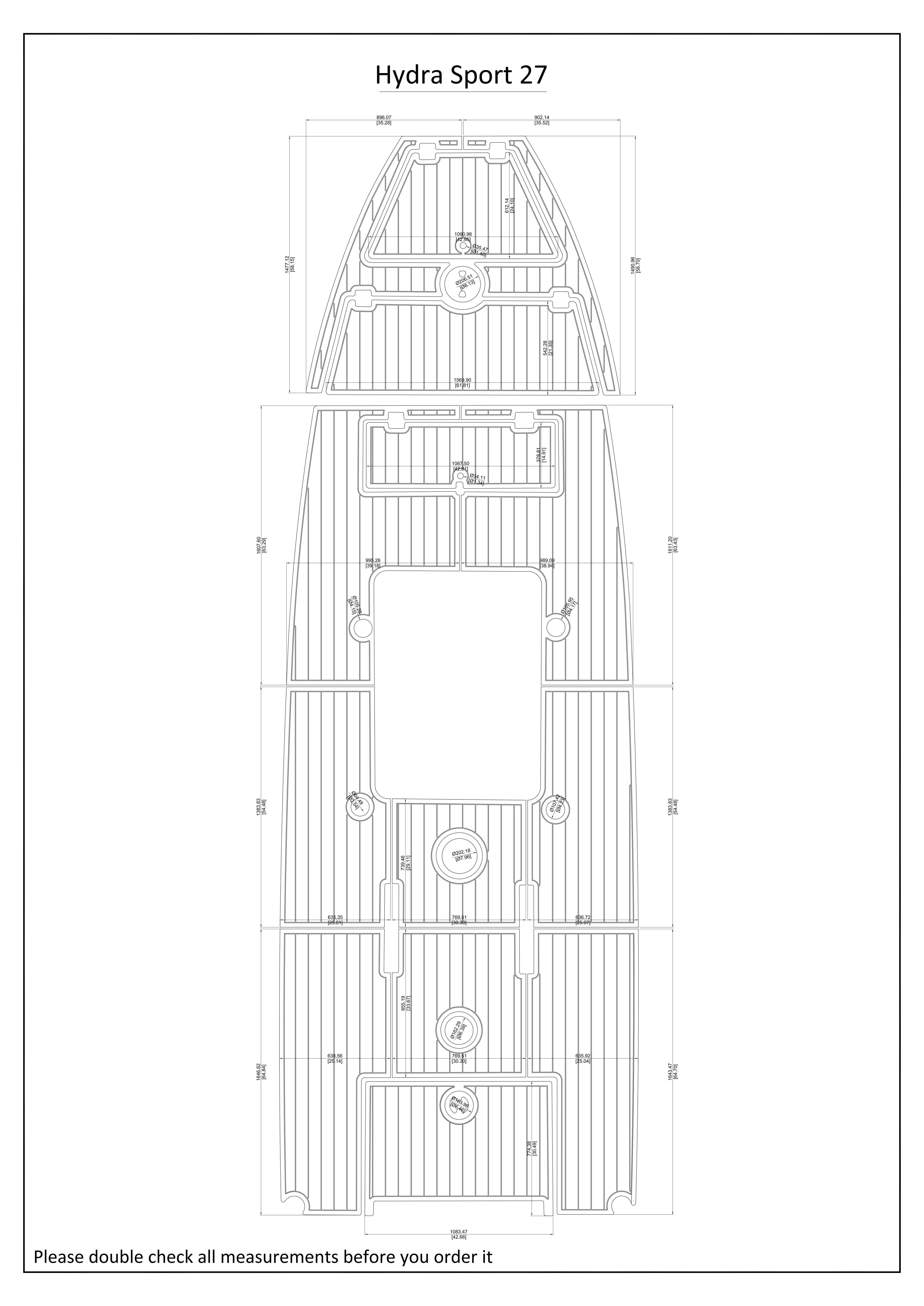 Hydra Sport 27 Swim Platform and Cockpit Boat EVA Faux Teak Deck Floor Pad