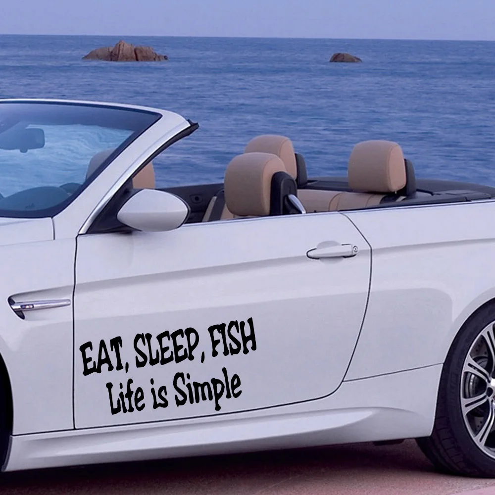 Новый дизайн простая виниловая наклейка на автомобиль eat sleep fish life | Автомобили и