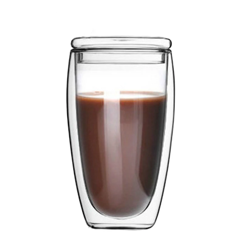 2020 стеклянные кружки с двойной стенкой крышкой выдерживаемые