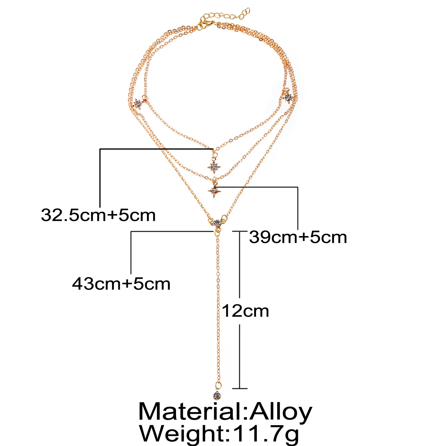 Модное многослойное ожерелье с золотыми кристаллами и звездами из сплава для женщин, ожерелье с подвеской на цепочке, ювелирные изделия в богемном стиле