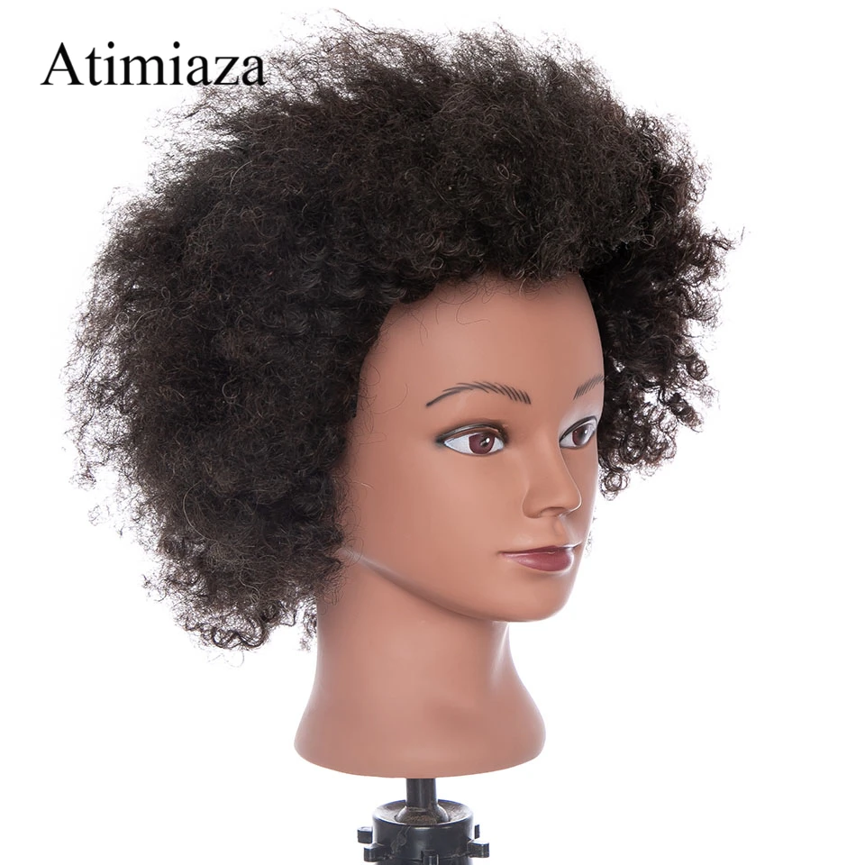 HAIREALM Afro Mannequin Head Curly hair, 100% African American