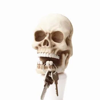 

HOT Halloween Creativity Polyresin Skull Hook Key Holder Wall Wire Storage Accessories Home Decoration Kitchen Hook Wall Hooks