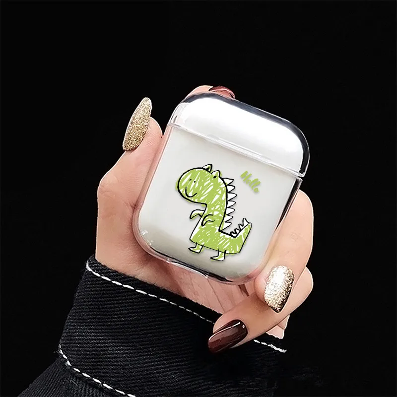 1pc Transparent Earphone Cases For Apple AirPods 2 Charging Box Cute Cartoon Cactus Hard PC Crystal Cover Bag For Airpods Cases