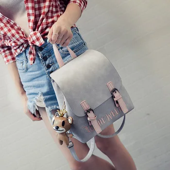 

Women's backpack student bag Korean fashion women's PU backpack college style all round bag zipper small backpack