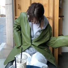 Korean Chic Autumn Winter Retro Fried Street Lapel Casual Loose Long-sleeved Neutral Style Handsome Leather Suit Jacket Women