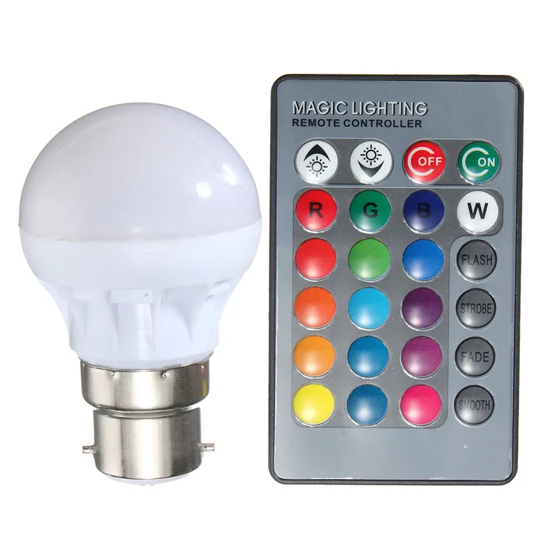 E27 B22 3W RGB светодиодный светильник лампа 16 цветов меняющаяся волшебная лампа Точечный светильник ИК-пульт дистанционного управления праздничный светильник ing Декор 85-265 в
