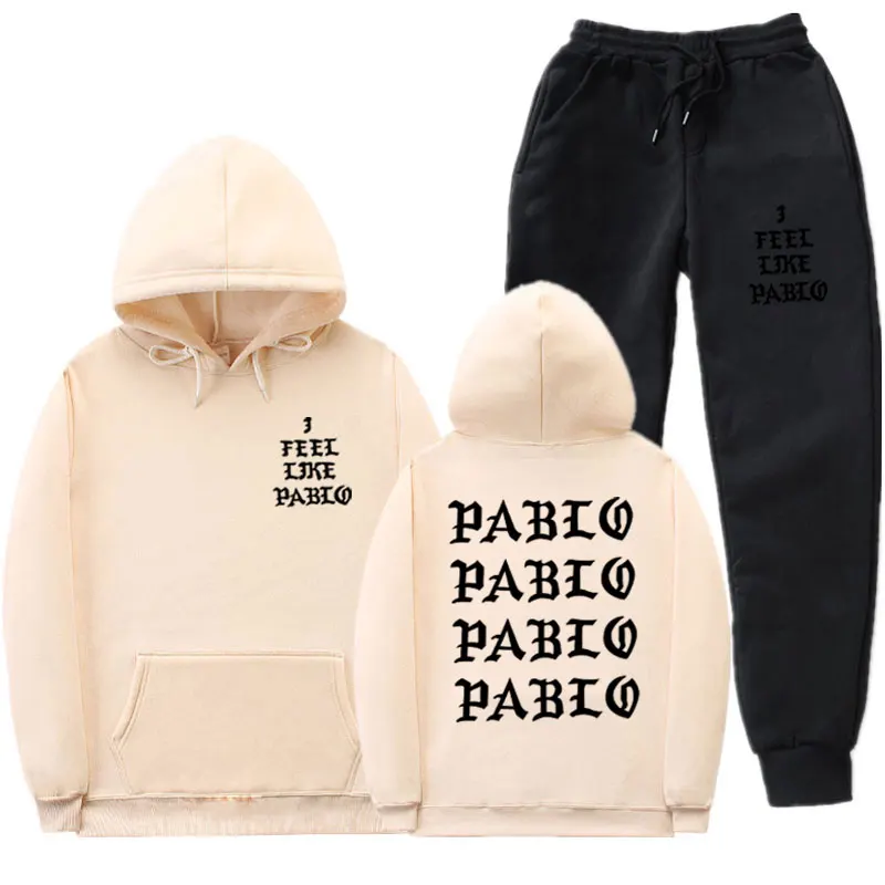 Уличная одежда I Feel Like Pablo, комплект с капюшоном, спортивный костюм для мужчин, комплекты тепловой спортивной одежды, толстовки и штаны, Повседневная Толстовка, спортивный костюм