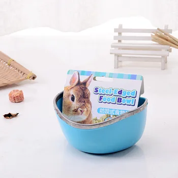 

Irregular lunch box semicircle pet bowl rabbit feeder pet bowl hanging stainless steel bowl