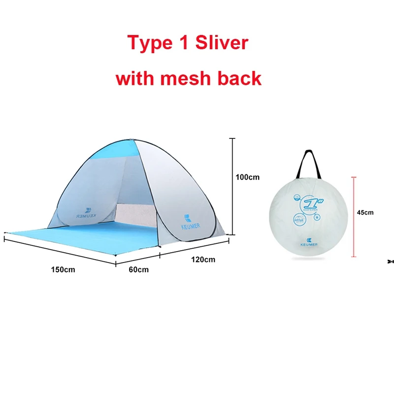 S with mesh back KEUMER 1-2 человек открытый пляжный тент всплывающий Открытый Кемпинг рыболовный тент портативный водонепроницаемый УФ-защитный тент укрытие - Цвет: S with mesh back