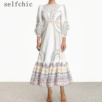 

Female Embroidery Dress Runway 2020 New High Quality Long Dresses Woman