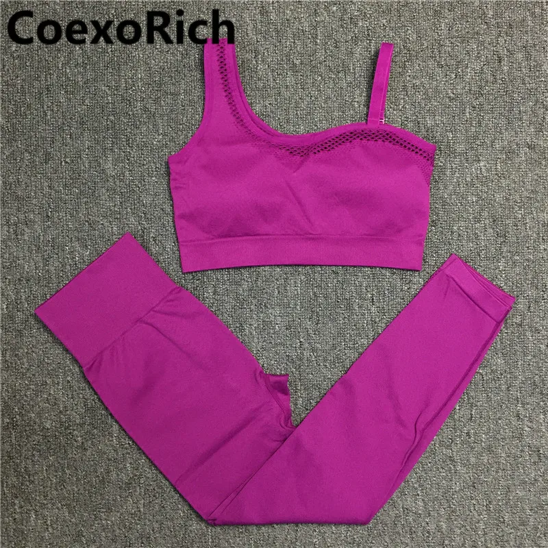 Yoga Set Women Fitness Suit Gym Clothing Sports Bra Seamless Crop Tank Top High Waist Workout Leggings Sportswear Tracksuit