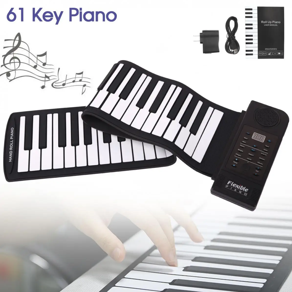 

Portable 61 Keys Electronic Organ Roll Up Flexible Silicone Piano Electronic MIDI Keyboard Organ