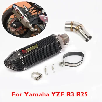 

R3 R25 Motorcycle Slip on Exhaust Tip Middle Mid Connection Tube Muffler Escape Tail Pipe for Yamaha YZF R3 YZF-R3 R25