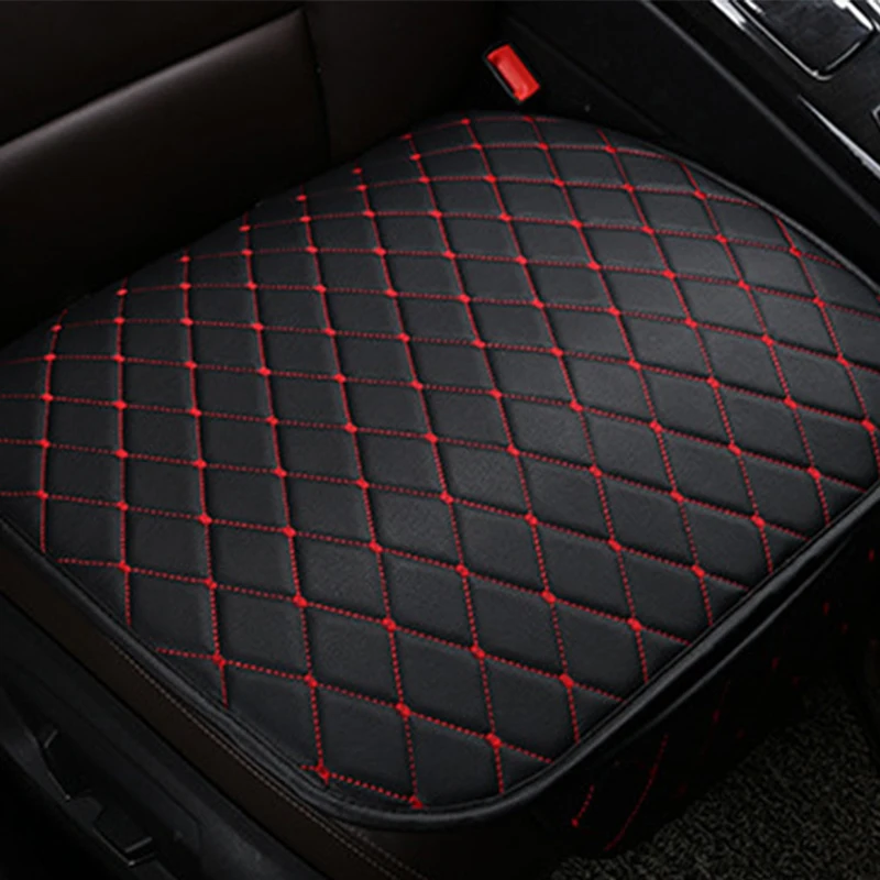 Универсальный автомобильный чехол на переднее, заднее, заднее, боковое сиденье, подушка на сиденье, дышащий коврик из искусственной кожи, всесезонный - Название цвета: 1PC Front Black Red