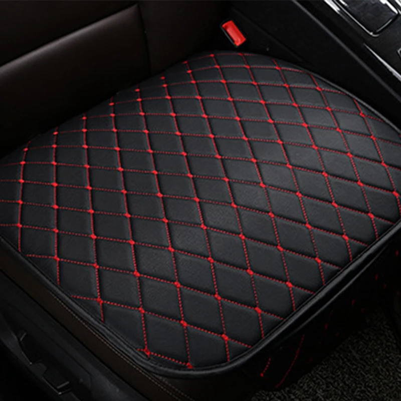 1PC Front Black Red Универсальный автомобильный чехол на переднее, заднее, заднее, боковое сиденье, подушка на сиденье, дышащий коврик из искусственной кожи, всесезонный - Название цвета: 1PC Front Black Red