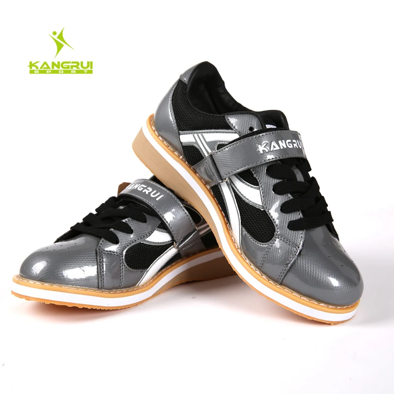 Kangrui/Высококачественная профессиональная обувь для тяжелой атлетики в стиле унисекс; кожаные Нескользящие кроссовки для занятий тяжелой атлетикой - Цвет: Серебристый