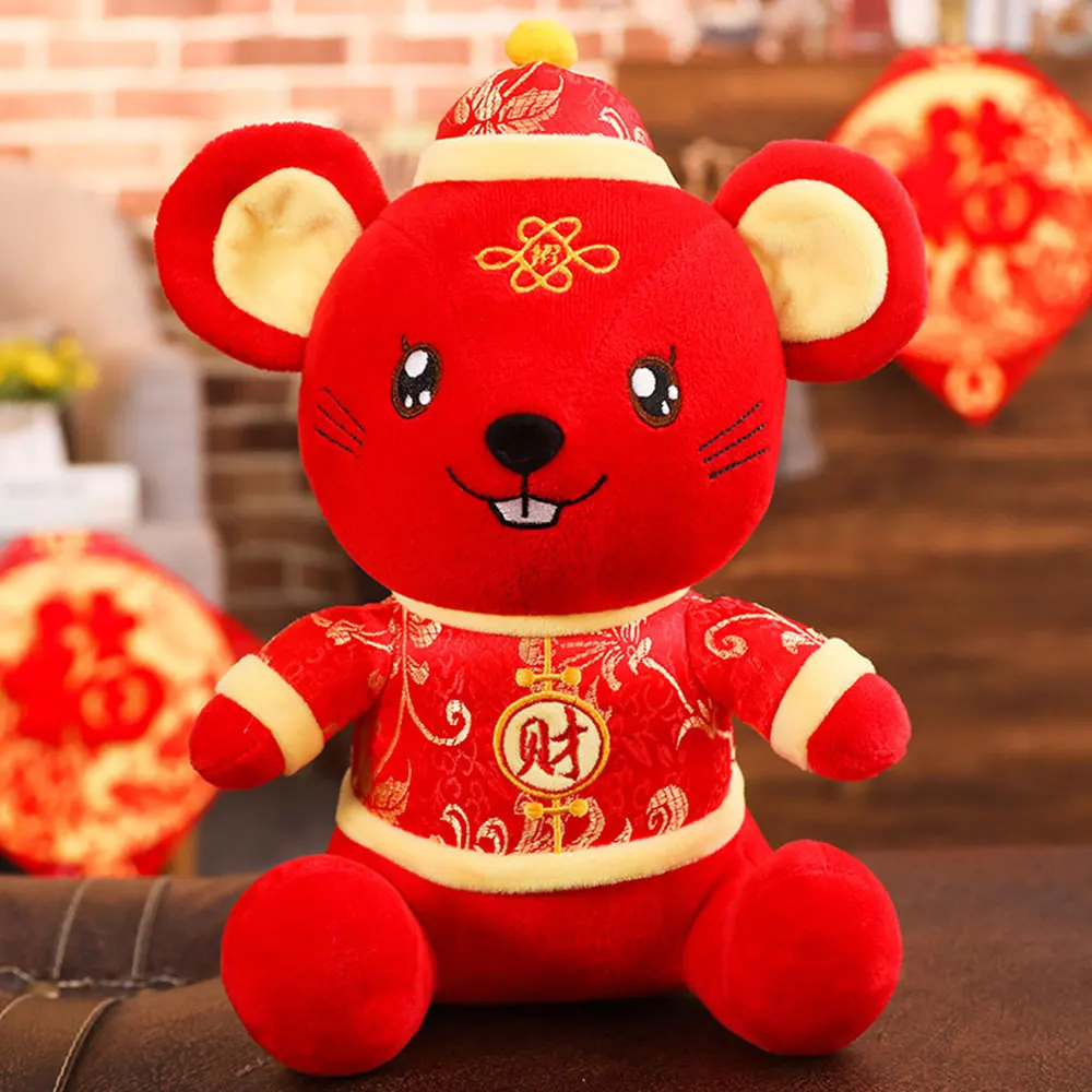 

24/30/38/45cm Plush Toys Cartoon Rat Year Mascot Plush Mouse In Tang Suit Soft Toys Chinese New Year Gift Home Party Decorations