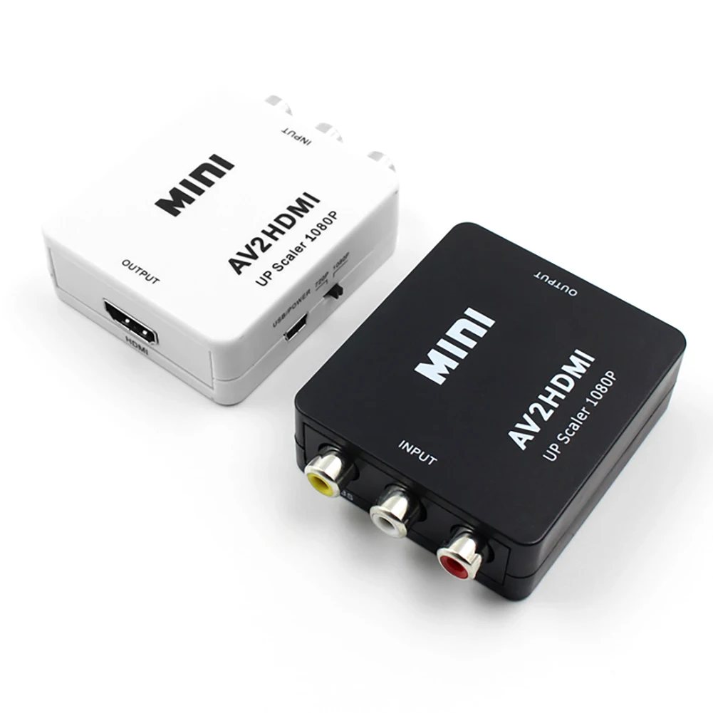  1pcs HD AV2VGA Video Converter Box Convertitore AV RCA CVBS a VGA Video Converter Conversor con 3.5