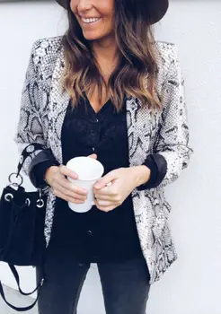 

2019 arrivals Snake Skin Blazer Women Fashion Long Seleeve Casual Blazer Coat Jacket Streetwear Office Lady Workwear serpentine