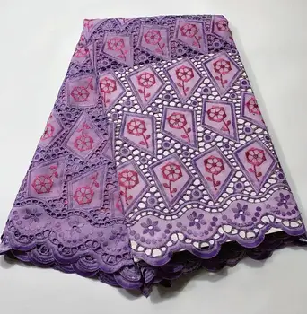 

African Lace Fabric High Quality Nigerian Pure cotton Embroidery with Rhinestone French Net Lace Fabric for Women 5yards