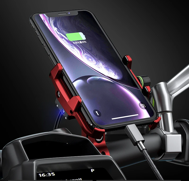 QC3.0 Быстрая зарядка для телефона на мотоцикл подножка; алюминиевый сплав ручка мотоцикла крепление для 3,6-6," смарт-чехол для телефона для Xiaomi Iphone