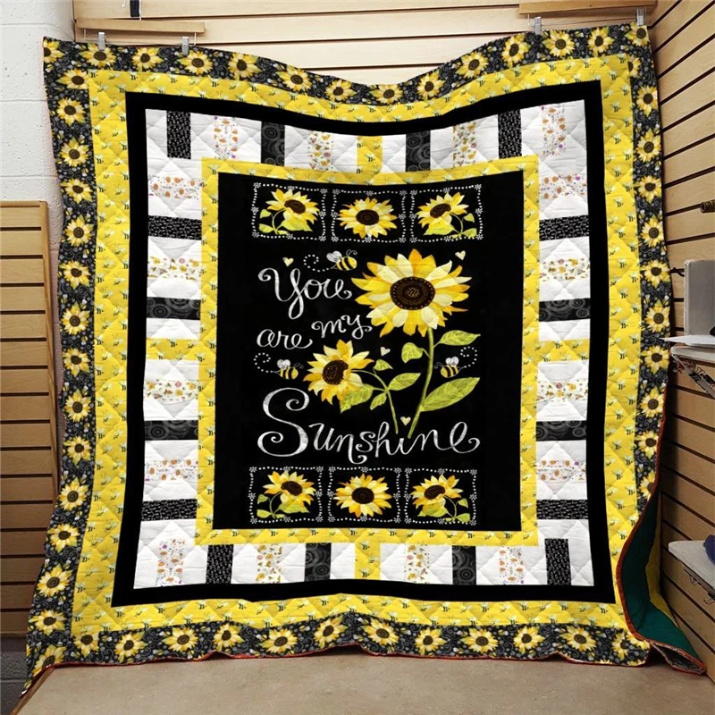 Summer-Sunflower-Print-Quilt-For-Kids-School-Adults-Bed-Soft-Warm-Thin-Blanket-Cotton-Quilt-King (2)