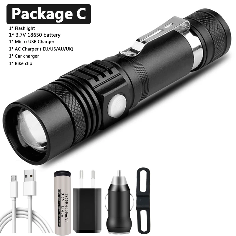 rechargeable torch CEHOLYD Ultra Bright LED Flashlight With T6 L2 V6 lamp Waterproof Torch Zoomable 4 lighting modes Multi-function USB charging blacklight flashlights Flashlights