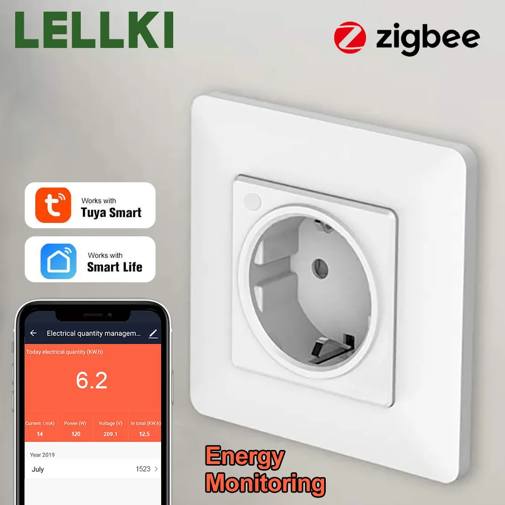 Zigbee-enchufe estándar FR para Smart Life, Control por voz, funciona con  Alexa, Google Home, Panel