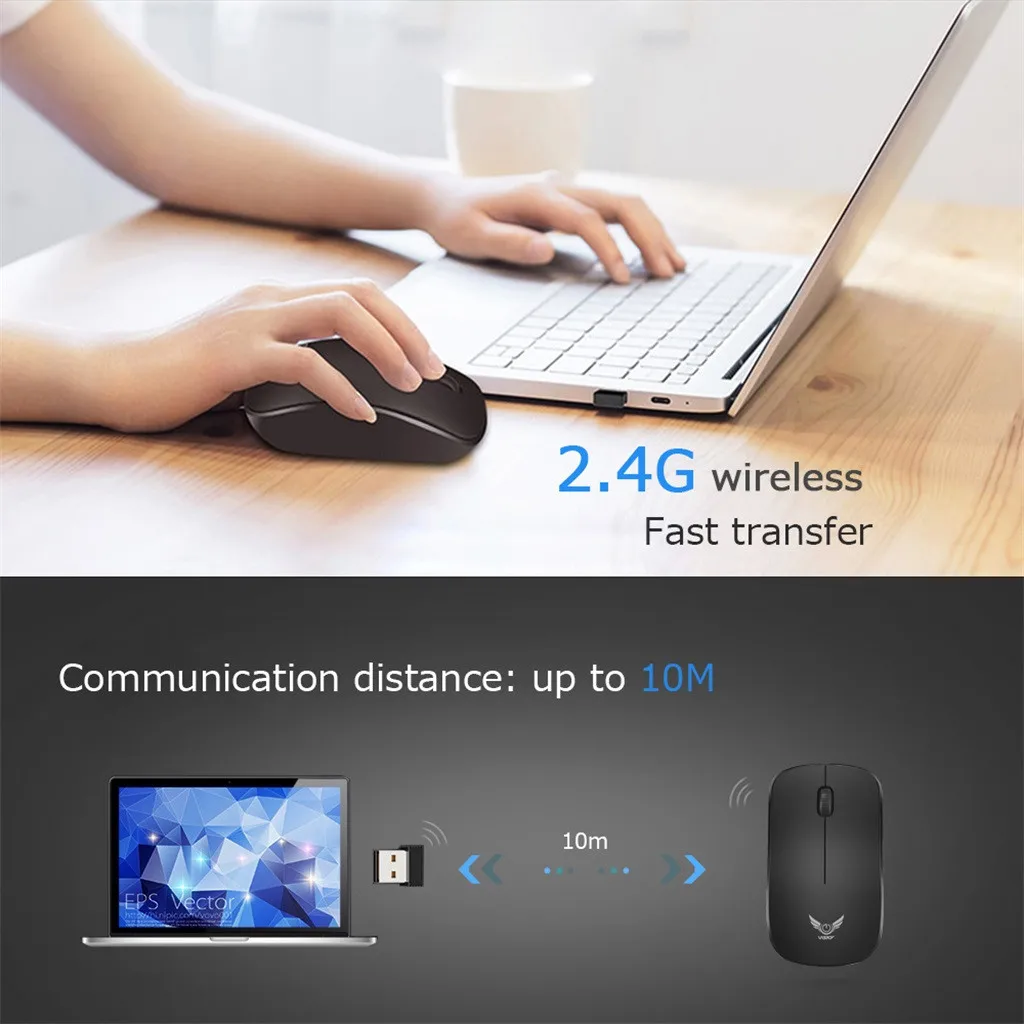 ZERODATE T16 Wireless Mouse USB Receiver Optical Sensor For PC Laptop Tablets