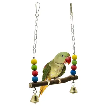 

Bird Chicken Stand Swing Natural Wooden Toy for Parrot Munia Macaw Training Perch C6UE