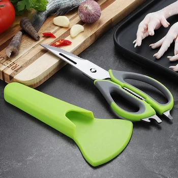 

Kitchen Scissors Home Kitchen Artifact Stainless Steel Multi-function Fish Scaler chicken bone cut meat Nut Cracker Peeler 2020
