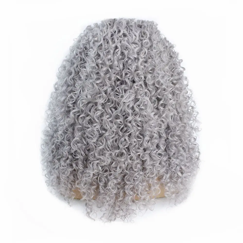 Grey Long Kinky Curly Wigs For Black Women Heat Resistant Fiber Hair Glueless Synthetic Afro Curly Lace Front Wig with Baby Hair