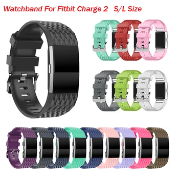 

TPU Watchband For Fitbit Charge 2 Smar Diamond Pattern Strap Replacement For Fitbit Charge 2 Belt Bracelet Accessories S/L Size