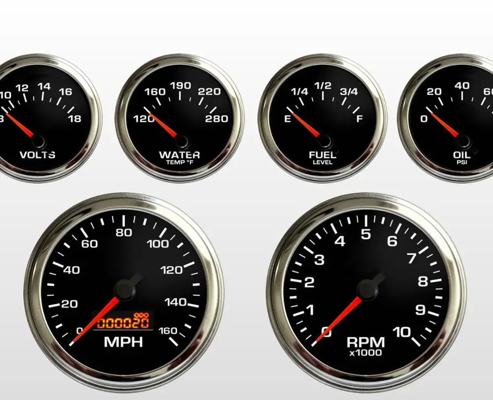 Черный белый набор 6 Калибр VDO подлинные измерительные приборы Speedo Tacho