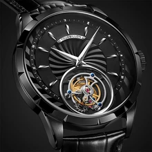 Брендовые роскошные механические часы Tourbillon, мужские наручные часы с ручным подзаводом, светящиеся сапфировые часы в подарок