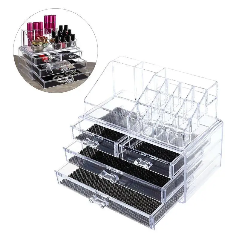 

Acrylic 3-Drawer Makeup Organizer Cosmetic Organizer drawer Makeup Case Storage Box 3 makeup box Rangement Maquillage