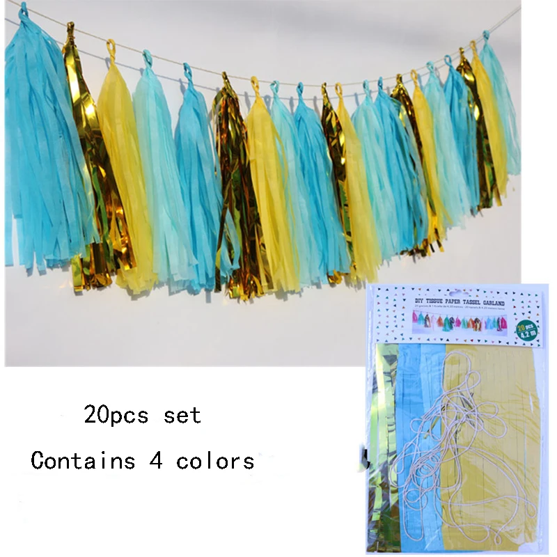 Ghirlanda di nappe lucide con nappe in carta velina, accessori decorativi per feste di compleanno, baby shower, kit fai da te (rosa, bianco, oro