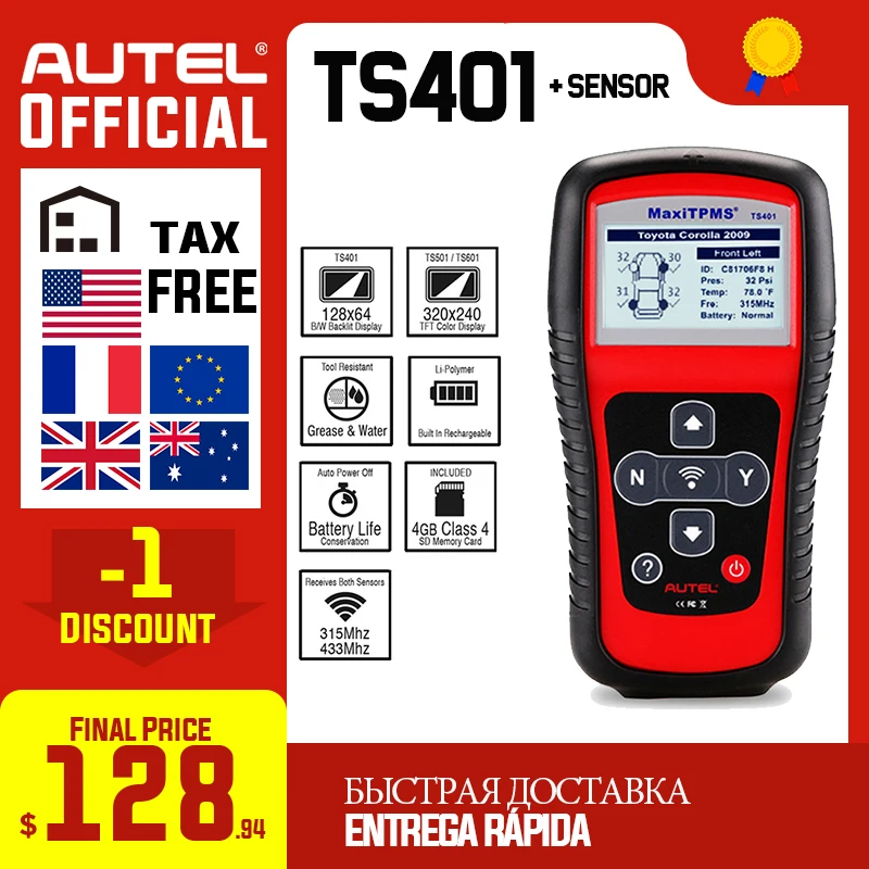 Autel MaxiTPMS TS401 инструмент мониторинга состояния шин OBD2 сканер активировать сканирования TPMS Сенсор копия оригинального ID датчик Mx программирования autel TPMS Mx-Сенсор